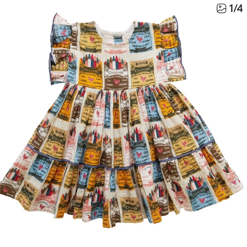 Pink Chicken Kit Dress in “Multi Crayon” print